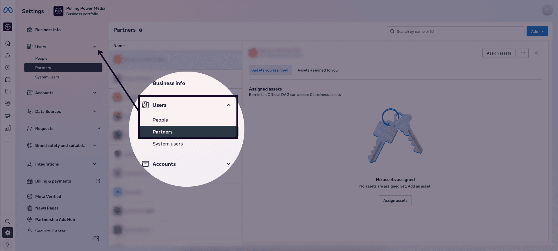 How to grant partner access in Meta Business Suite 