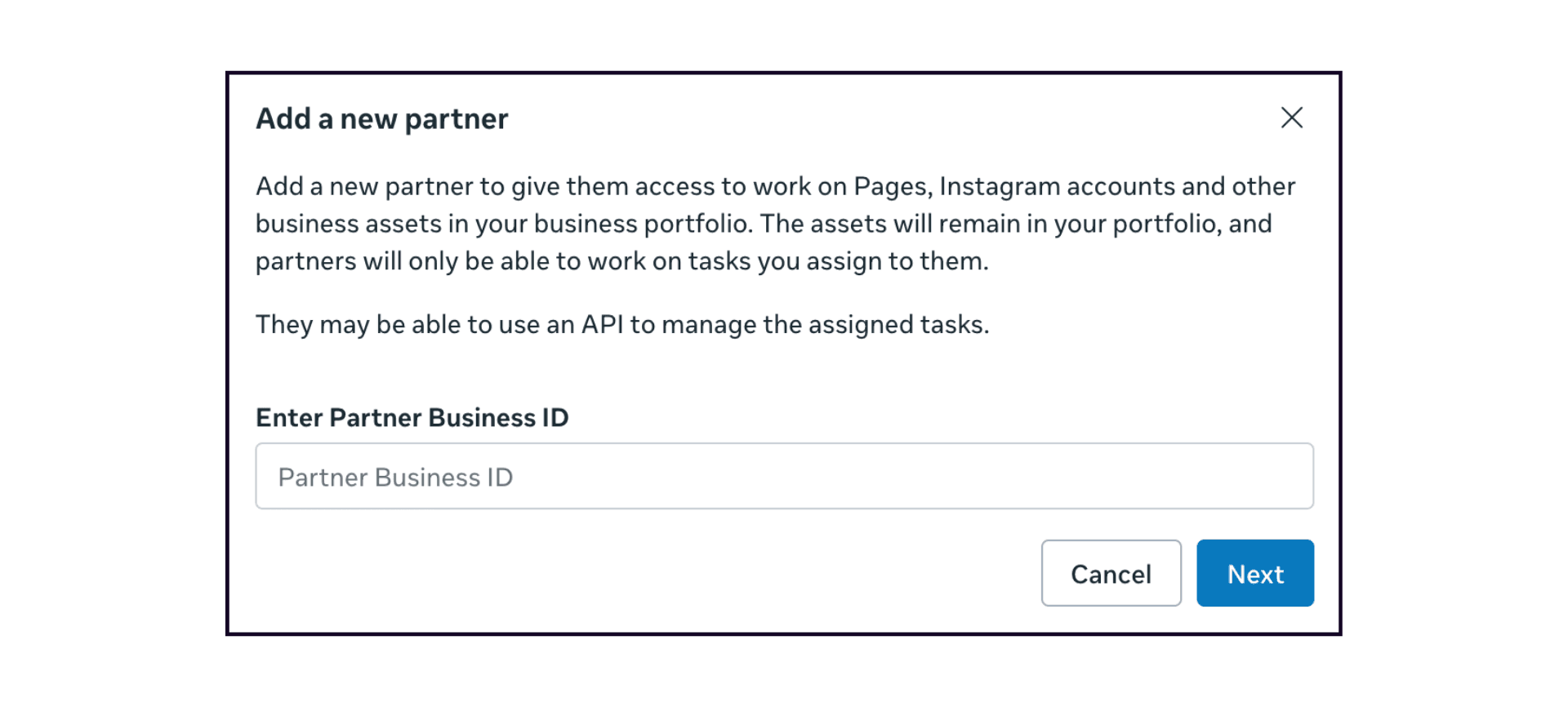 How to grant partner access in Meta Business Suite 